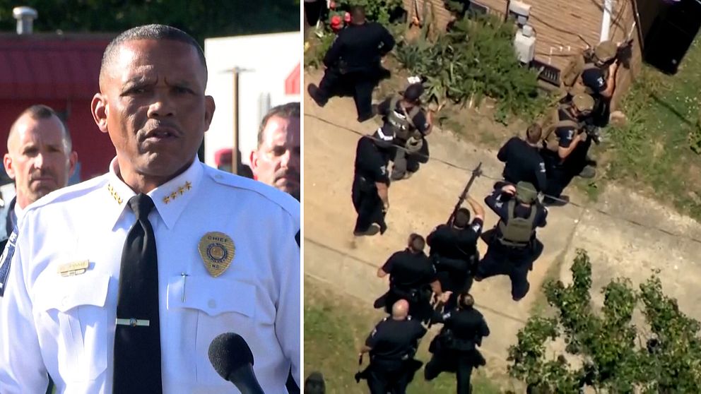 Polischefen berättar om när en grupp poliser i North Carolina skulle utföra en husrannsakan med anledning av vapenbrott, som en skottlossning inträffade och flera blev skadade.