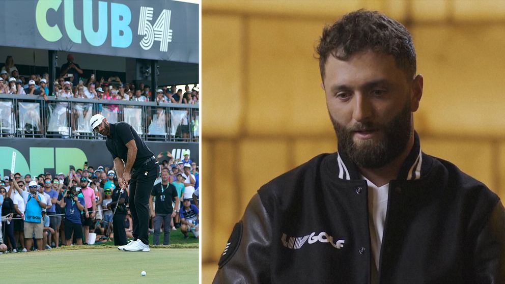 LIV-spelaren Dustin Johnson till vänster. Han får nu sällskap av Jon Rahm – som stått för en tvärvändning