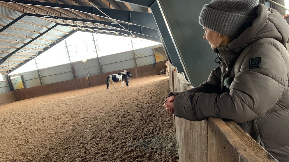 Therese Windesjö tittar ut över en ridbana
