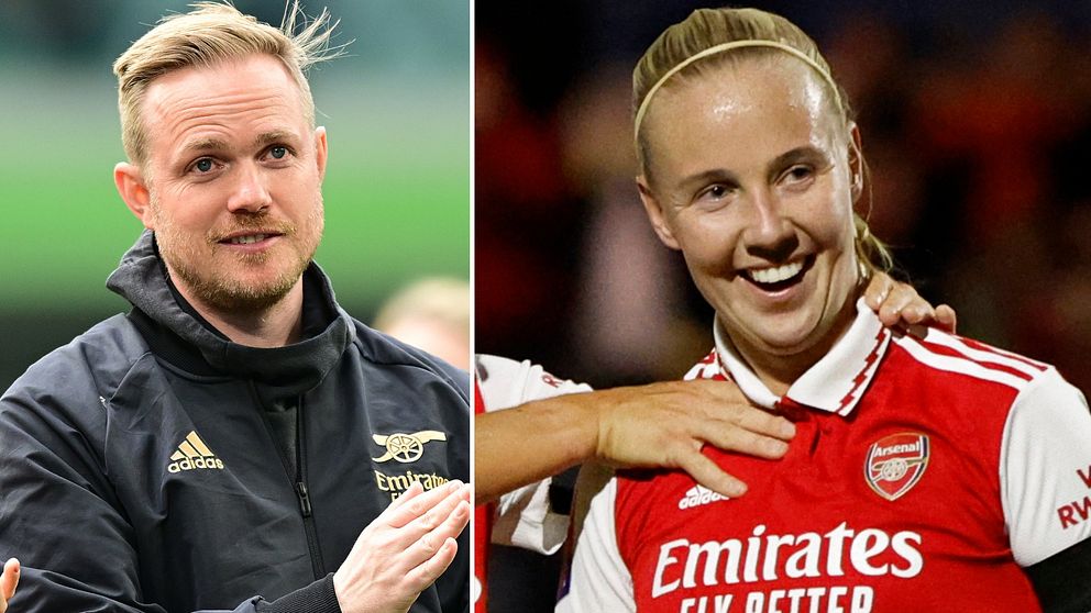 Arsenals tränare Jonas Eidevall och Beth Mead.