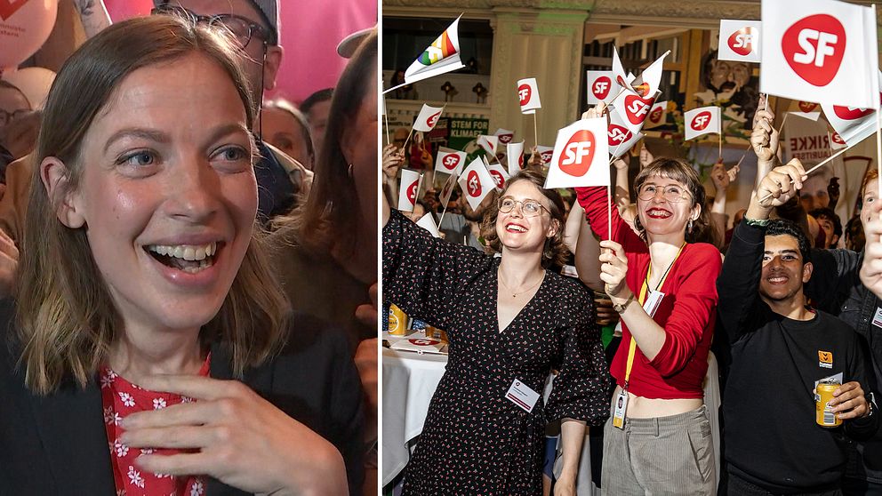 Li Andersson, firande personer på Socialistisk Folkepartis valvaka