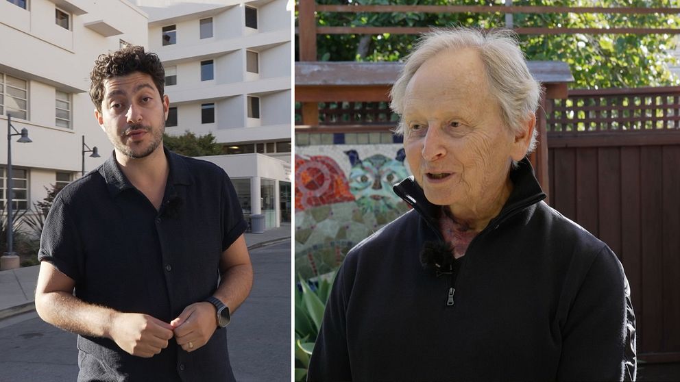 USA-korrespondent Fouad Youcefi och cancerpatienten Michael Dorgan
