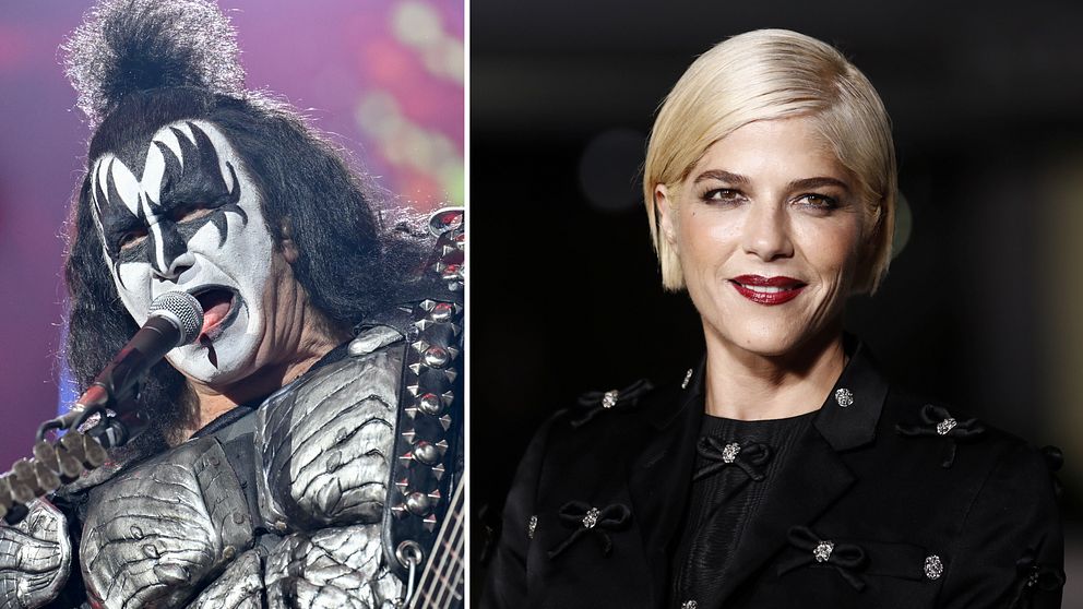 Gene Simmons till vänster. Selma Blair till höger.