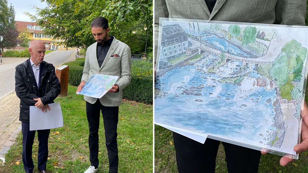 Politiker visar förslag på hur Nyköpingsån kan byggas om.