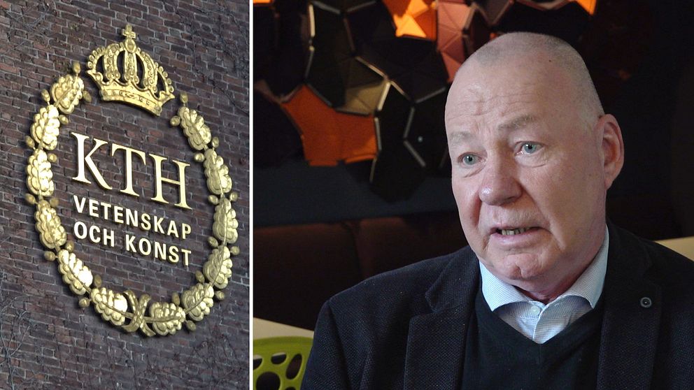 vänster: KTH skylt Höger: Anders Söderholm, rektor på KTH