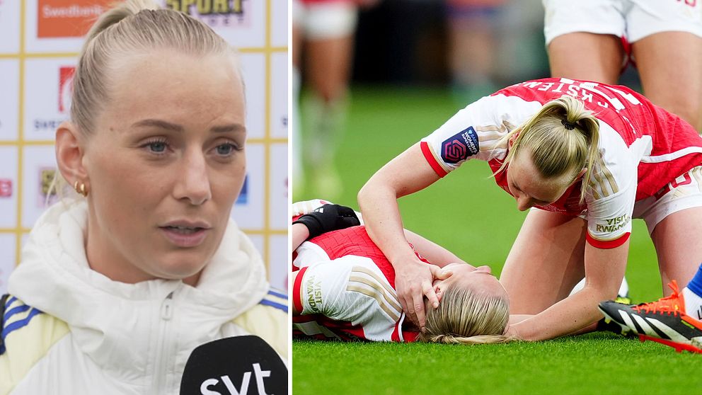 Stina Blackstenius reagerar efter otäcka scenerna i Arsenals segermatch när Frida Maanum kollapsade