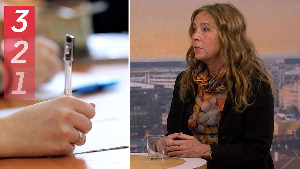 Skolbarn som håller i en penna. Psykologen Malin Bergström förklarar hur man som förälder ska tänka inför barnens skolstart.