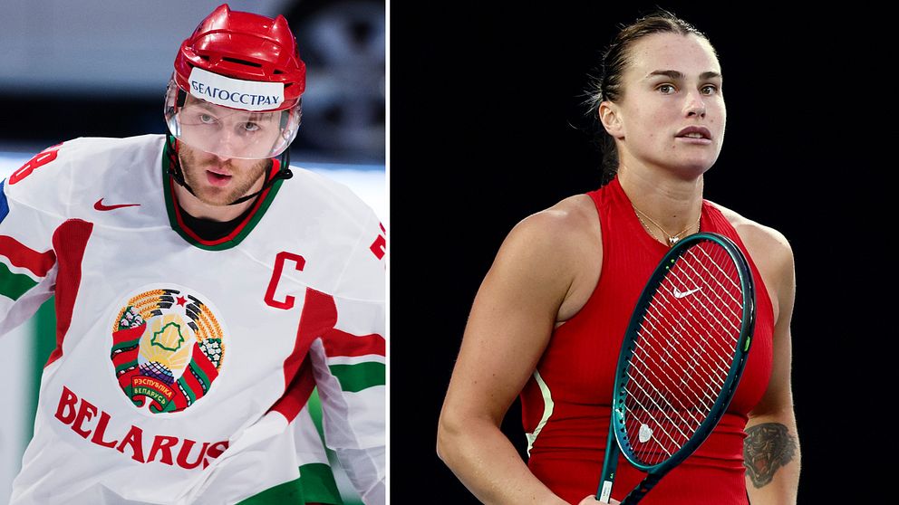 Ishockeyspelaren Konstantin Koltsov och tennisspelaren Aryna Sabalenka