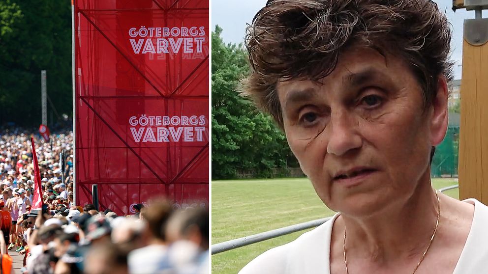 Folksamling vid starten till Göteborgsvarvet. Eva-Lena Frick, evenemangschef för Göteborgsvarvet