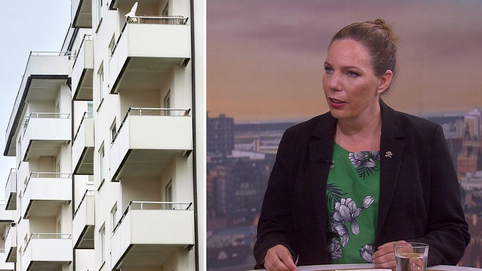 Bild på husfasad och på expert i tv-studio.