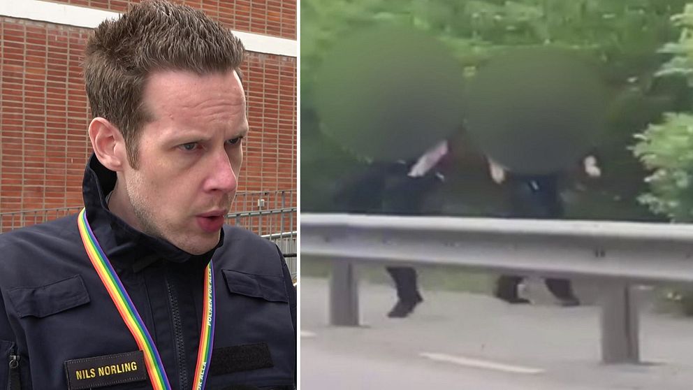 Polisen Nils Norling och en bild från skjutning i Rosengård