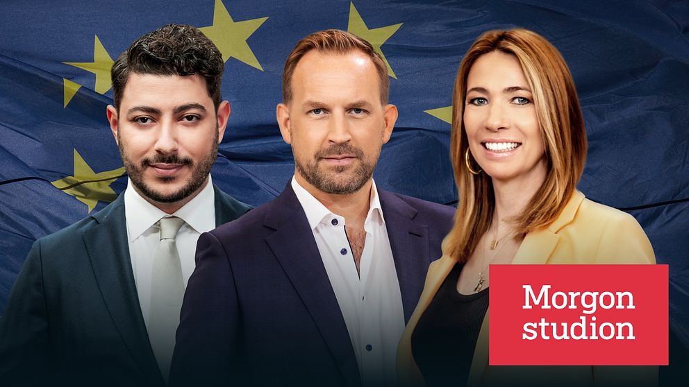 Fouad Youcefi, programledare Ted Wigren och Karin Magnusson. – Idag 06:00