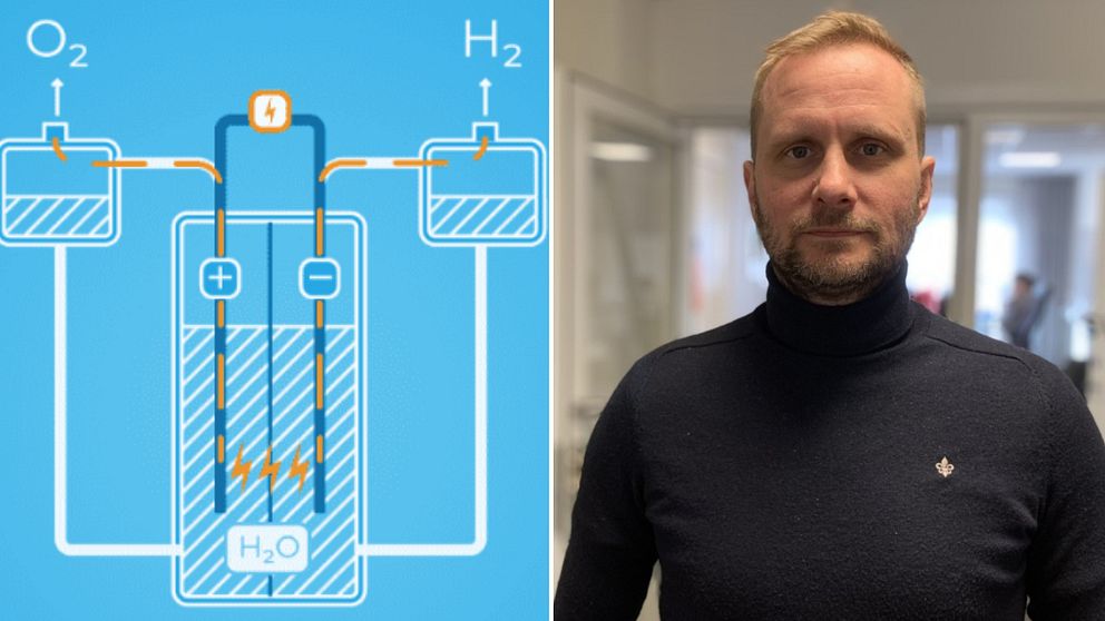 Elektrolysör och SVT:s reporter Fredrik Weibull.