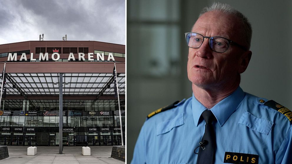 Malmö arena och en polis