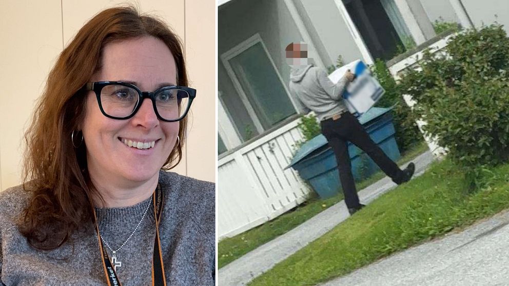 En man som bär en flyttlåda.
