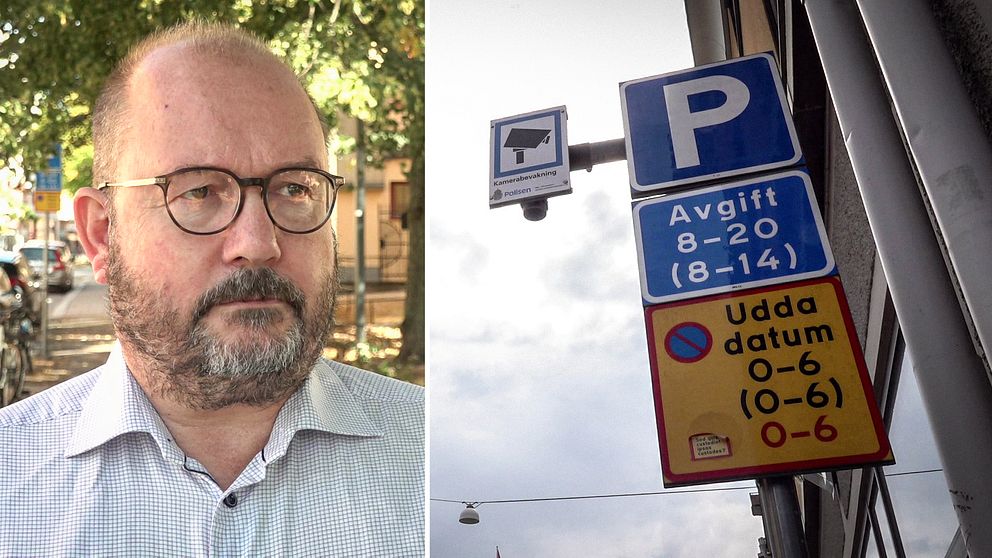 Moderata ordföranden i servicenämnden i Örebro, till höger en parkeringsskylt med datum.