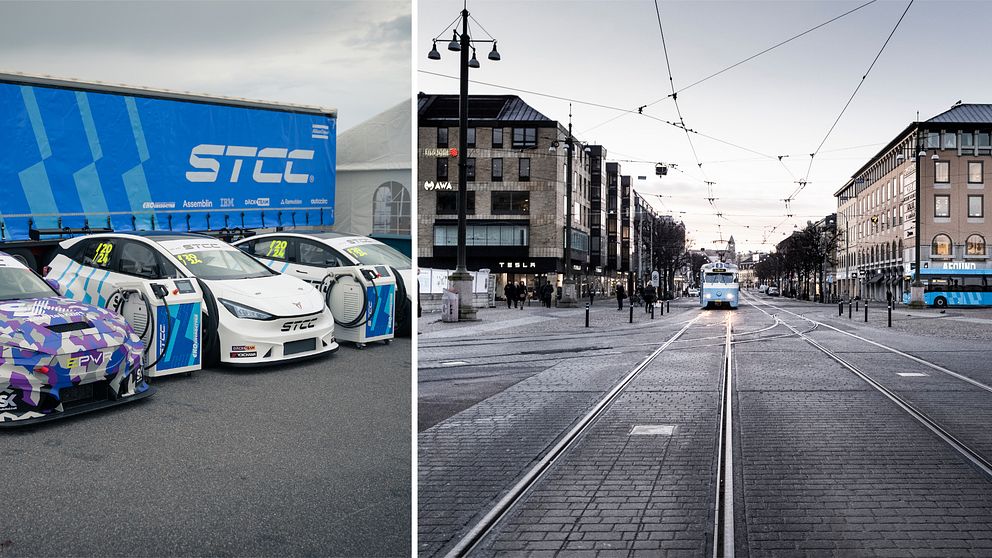 STCC-bilar och bild på en gata i Göteborg