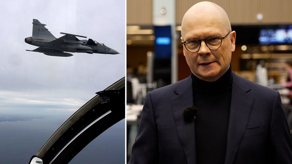 JAS Gripen-flygplan och Mats Knutson.