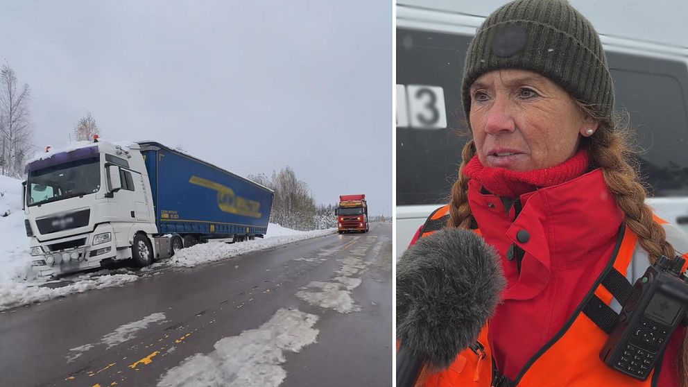 Britt-Linda Solberg från Röda korset i Örje berättar om trafiksituationen.