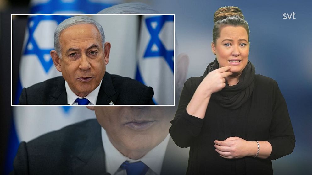 Programledare Alicia tecknar ”Israel” bredvid en bild på Israels premiärminister Benjamin Netanyahu