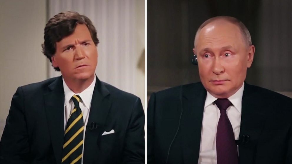 Tucker Carlson och Vladimir Putin.