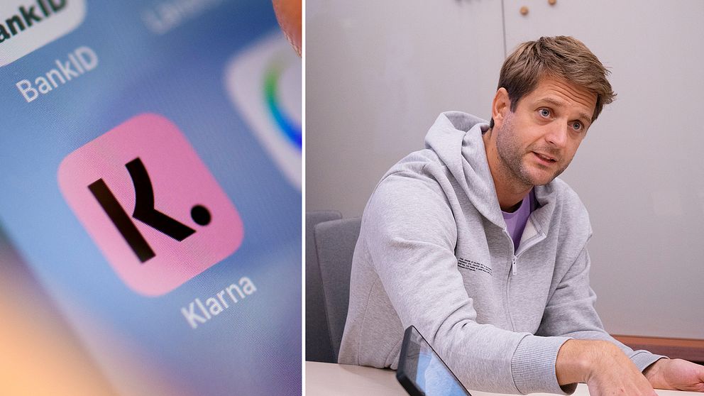 En rosa app med ett stort K och Klarnas grundare.