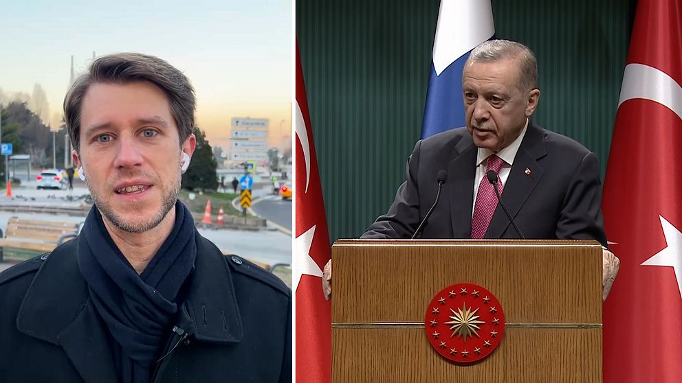 SVT:s Turkietkorrespondent Tomas Thorén och Turkiets president Erdogan.
