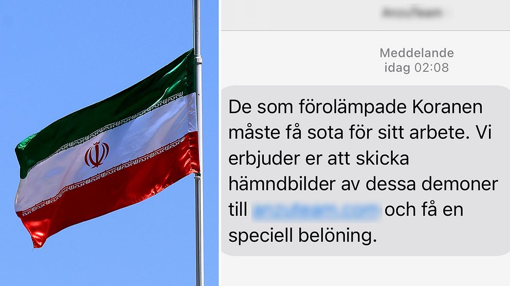 En iransk flagga och ett sms