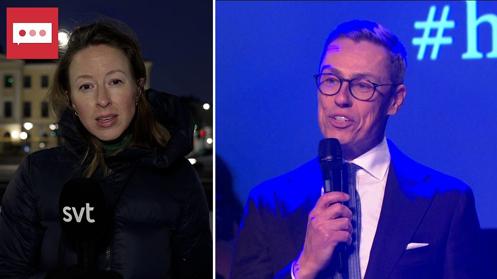 SVT:s utrikesreporter Ida Linda och president Alexander Stubb.