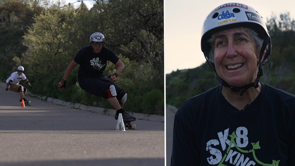 55-åriga Lynn Cramer är snabbast i världen på slalom-skateboard.