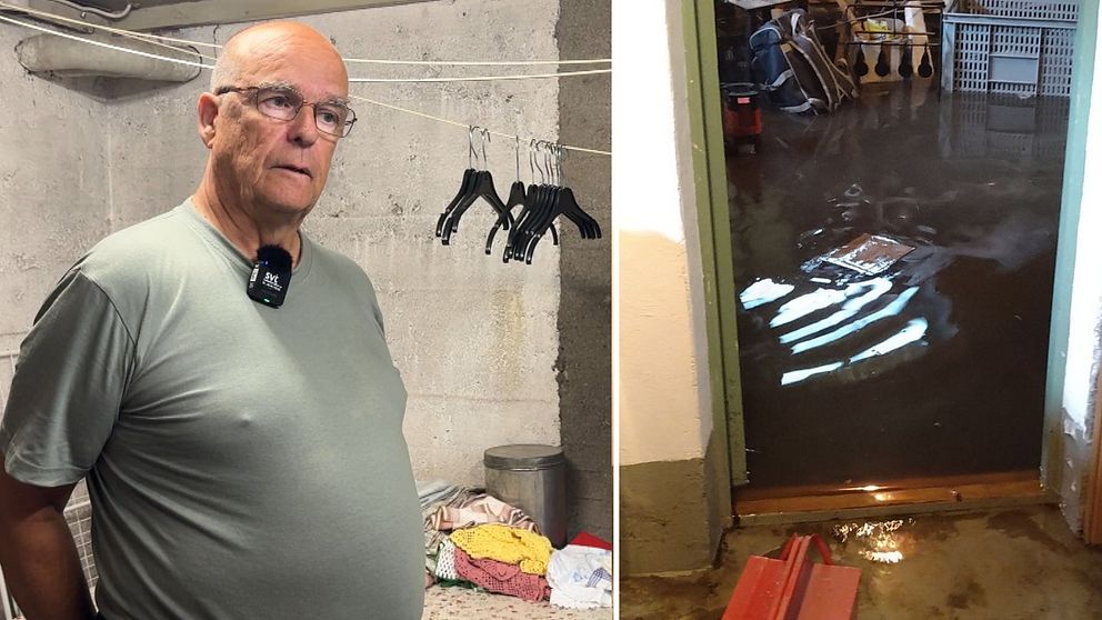 Åke Svensson i Dorotea står i sin källare.