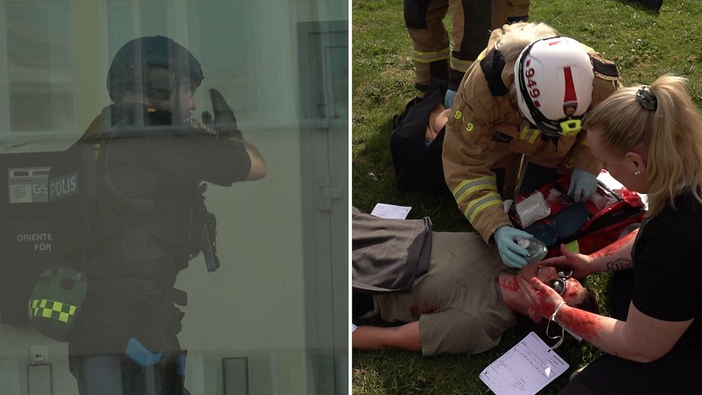 Polis, räddningstjänst och sjukvården övade terrorattack på Karlstad universitet.