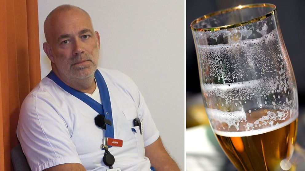 Läkare på bild bredvid en öl