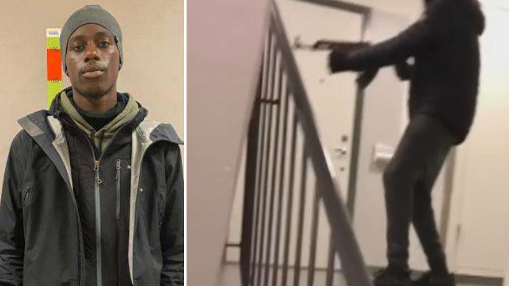 Gängledaren Ibou Badjies samt bilder från polisens FUP.