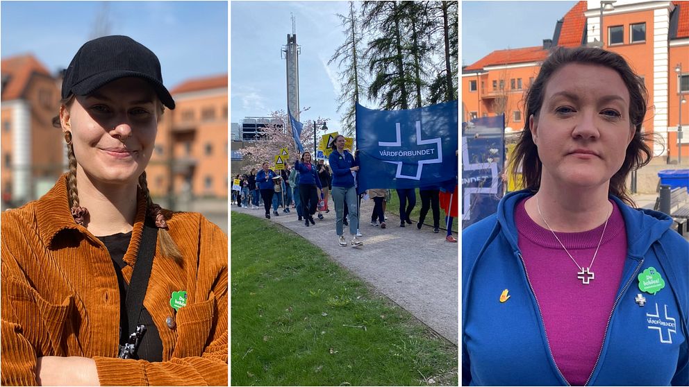 Vårdanställda demonstrerar i Linköping