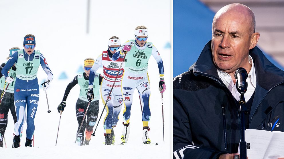 Johan Eliasch (till höger) är ordförande i det internationella skidförbundet, Fis.