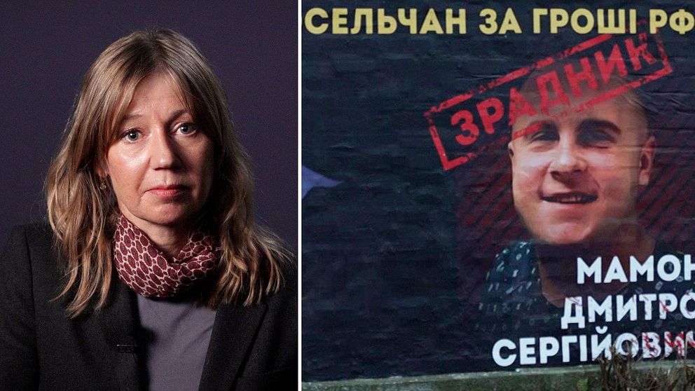 SVT:s Ukrainakorrespondent Elin Jönsson och en av bröderna som misstänks ligga bakom attacken.