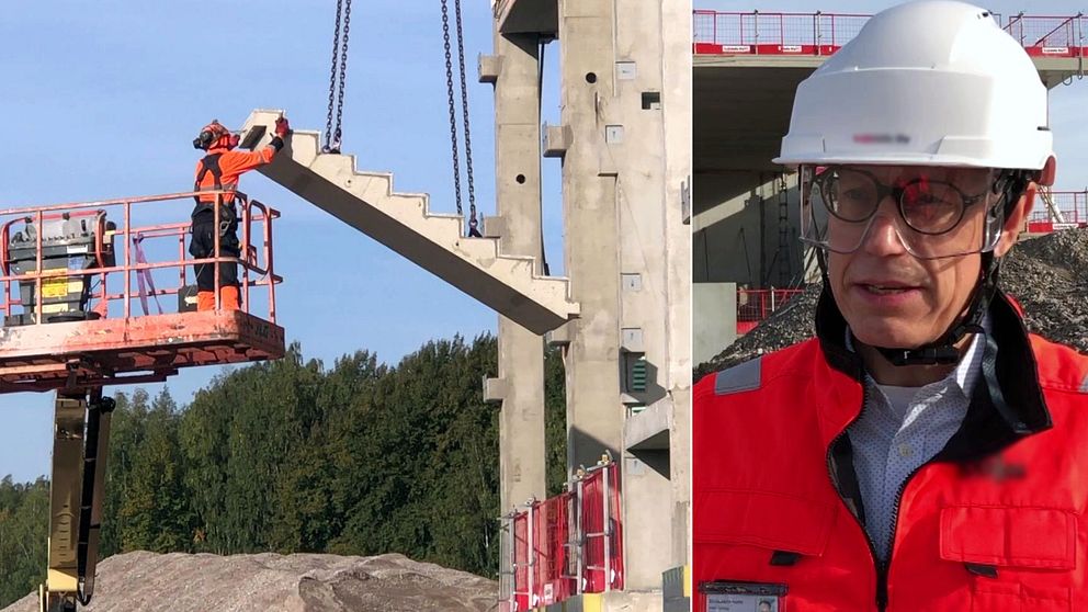 Vasemmalla rakennetaan uutta ammatillisen oppilaitoksen kampusta Helsingin Roihupellossa. Oikealla Lujatalon toimitusjohtaja Harri Savolainen.
