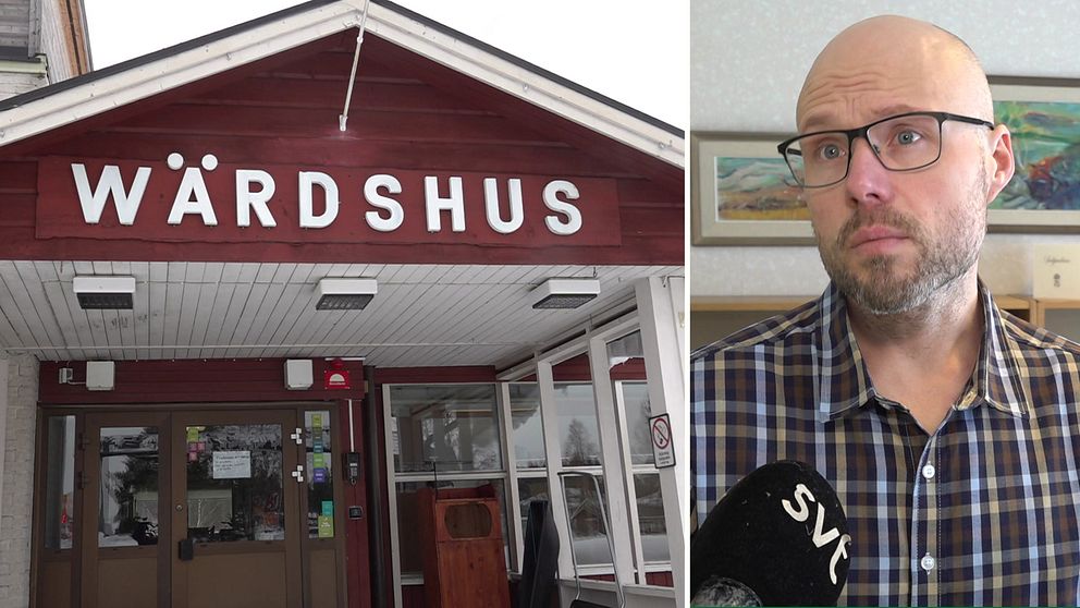 Entréen på Åsele värdshus och kommunalrådet Andreas From.