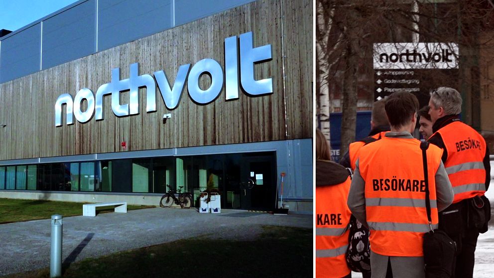 northvoltskylt och besökare