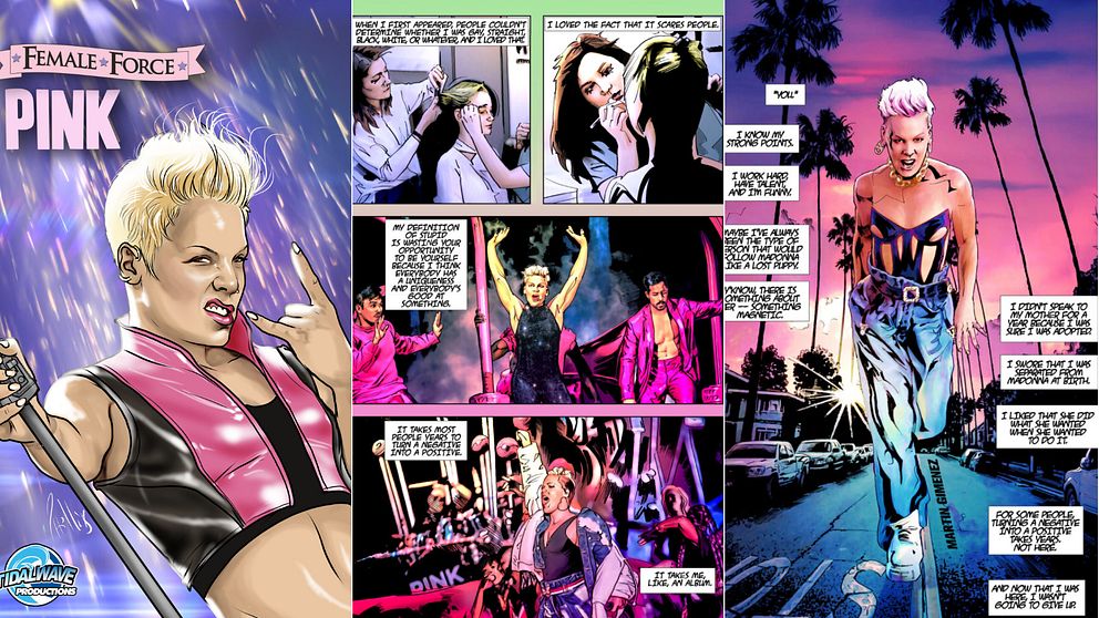 Pink hyllas med en egen upplaga av tidningen ”Female force”.