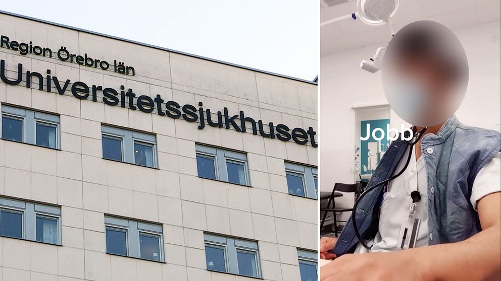 USÖ, Universitetssjukhuset i Örebro. På andra bilden: En skärmdump från TikTok
