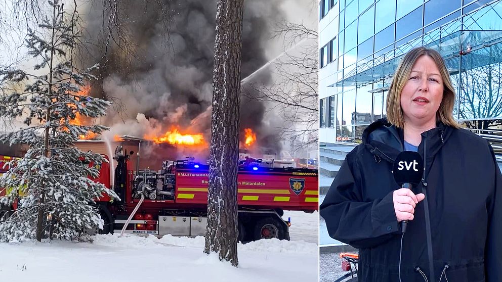 Hanna Eklund, reporter. Branden på Ica Haga.