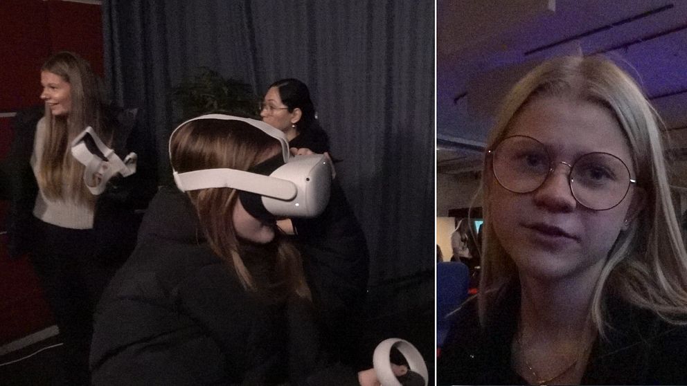 Ung tjej med VR glasögon