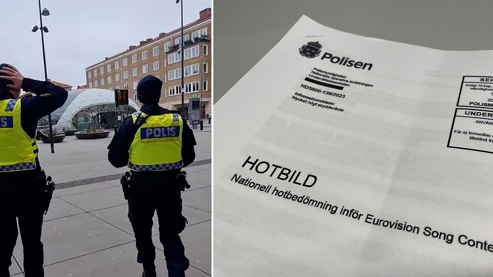 Poliser i Malmö och rapporten om hotbilden under Eurovision.