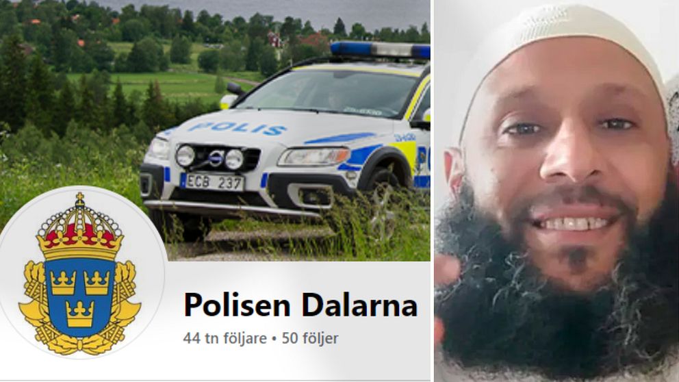 Skärmdump från Polisen Dalarnas Facebook-sida till vänster och det utpekade terroristen Abdesalem Lassoued till höger.