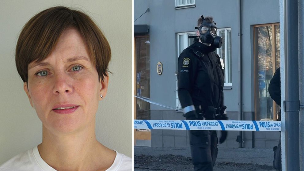 Johanna Nordmark Grass t v, t h polis i gasmask