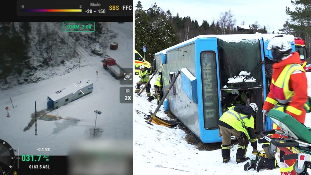 drönarbilder från övning med räddningstjänst och ambulans
