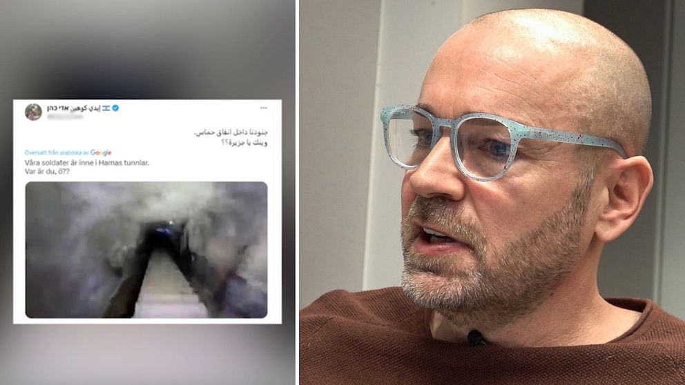 Till vänster ett inlägg från sociala medier som visar tunneln, till höger Anders Hagström.