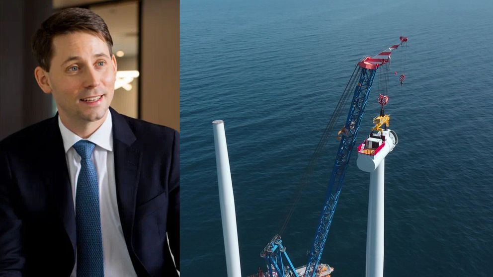 Sebastian Hald Buhl, vd för Ørsted i Sverige, samt vid kraftverk och lyftkran.